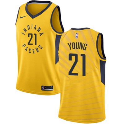 Nike Indiana Pacers #21 Thaddeus Young Gold NBA Swingman Statement Edition Jersey Men's